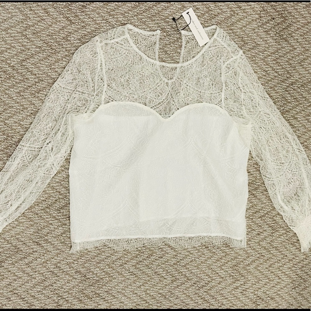 Cupcakes & Cashmere White Lace Top